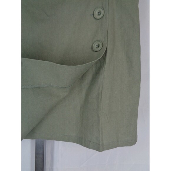 Modcloth Olive Green Linen Blend Faux Wrap Skirt Size 14 New - Picture 4 of 7